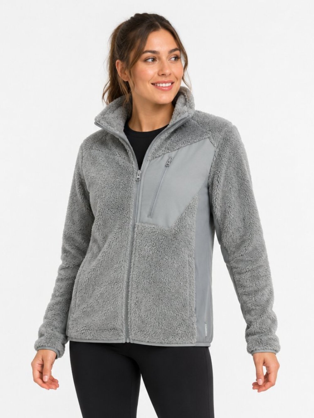 Columbia Gray High-Pile Fleece Full-Zip Jacket Women’s L
